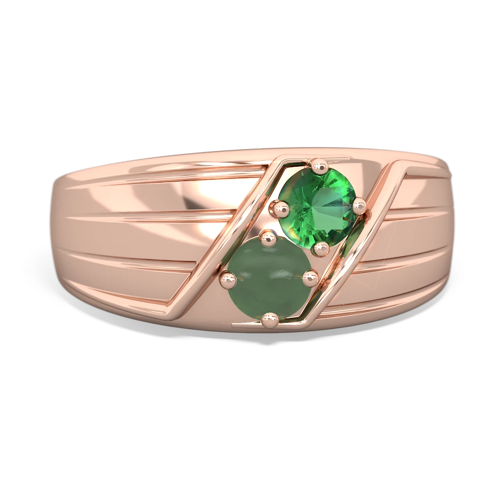 Lab Emerald Men's Streamline 14K Rose Gold ring R0460