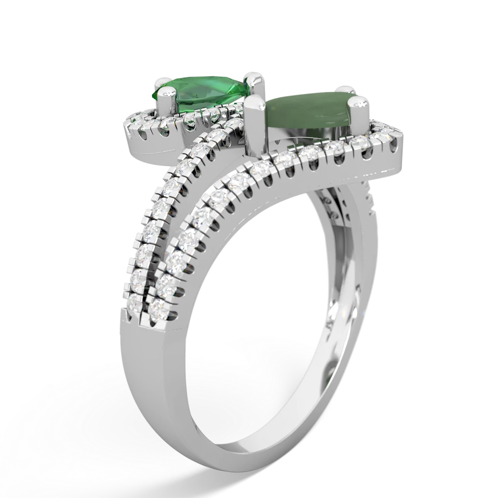 Lab Emerald Diamond Dazzler 14K White Gold ring R3000