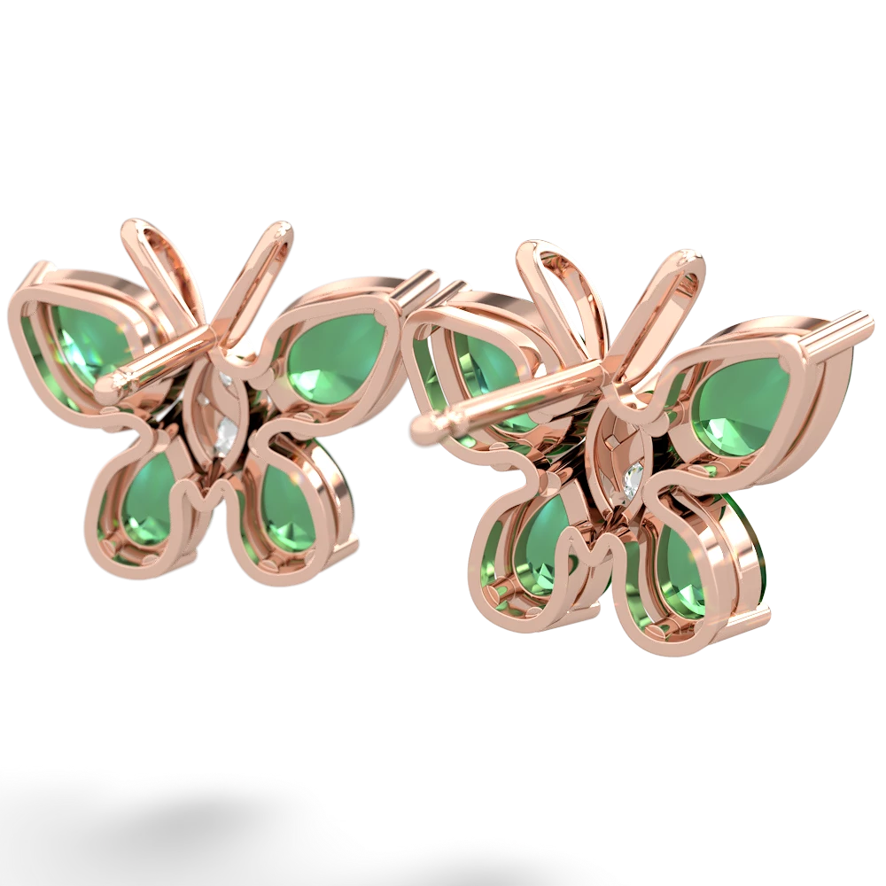 Lab Emerald Butterfly 14K Rose Gold earrings E2215