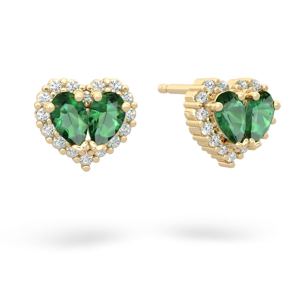 Lab Emerald Halo 14K Yellow Gold earrings E7008