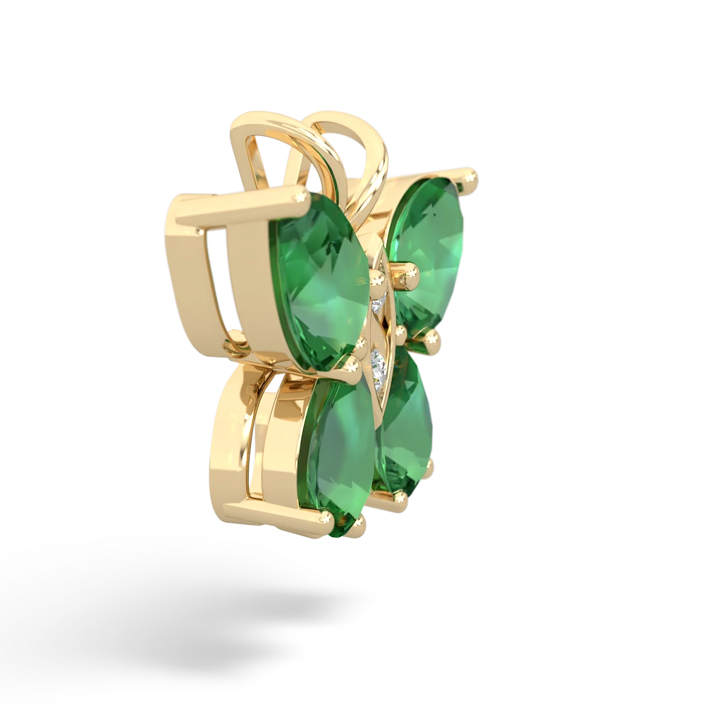 Lab Emerald Butterfly 14K Yellow Gold pendant P2215