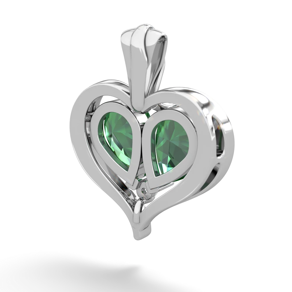 Lab Emerald Two Become One 14K White Gold pendant P5330