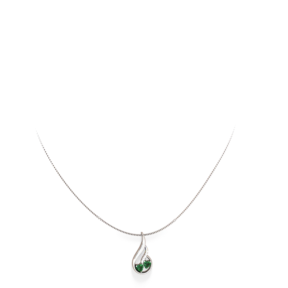 Lab Emerald Keepsake Curves 14K White Gold pendant P5450