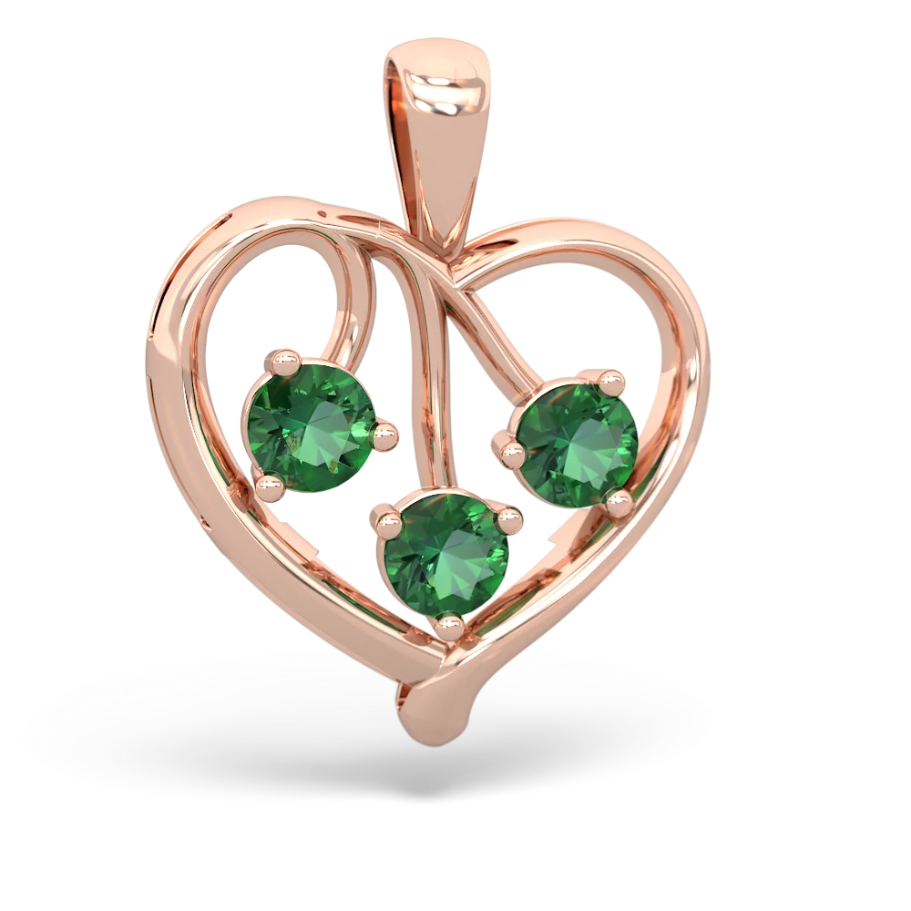 Aquamarine Glowing Heart 14K Rose Gold pendant P2233