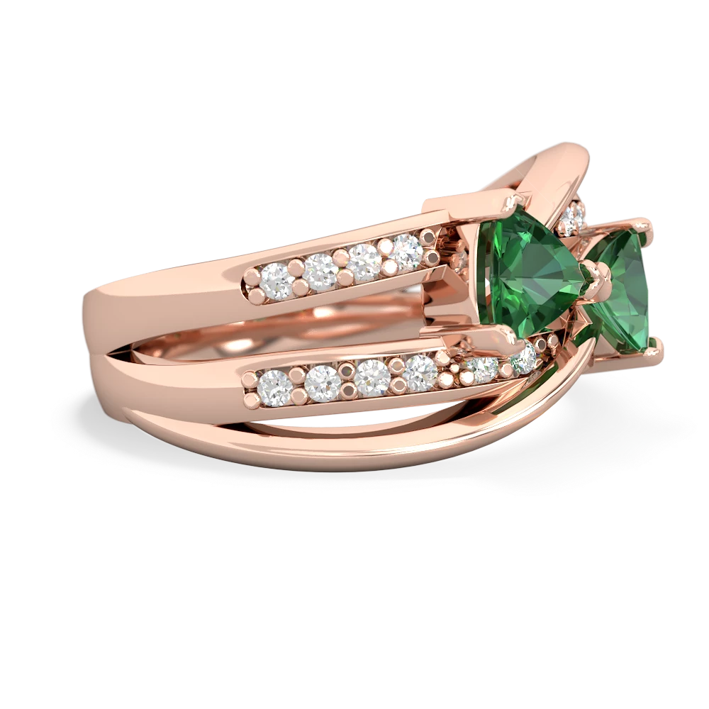 Lab Emerald Bowtie 14K Rose Gold ring R2360