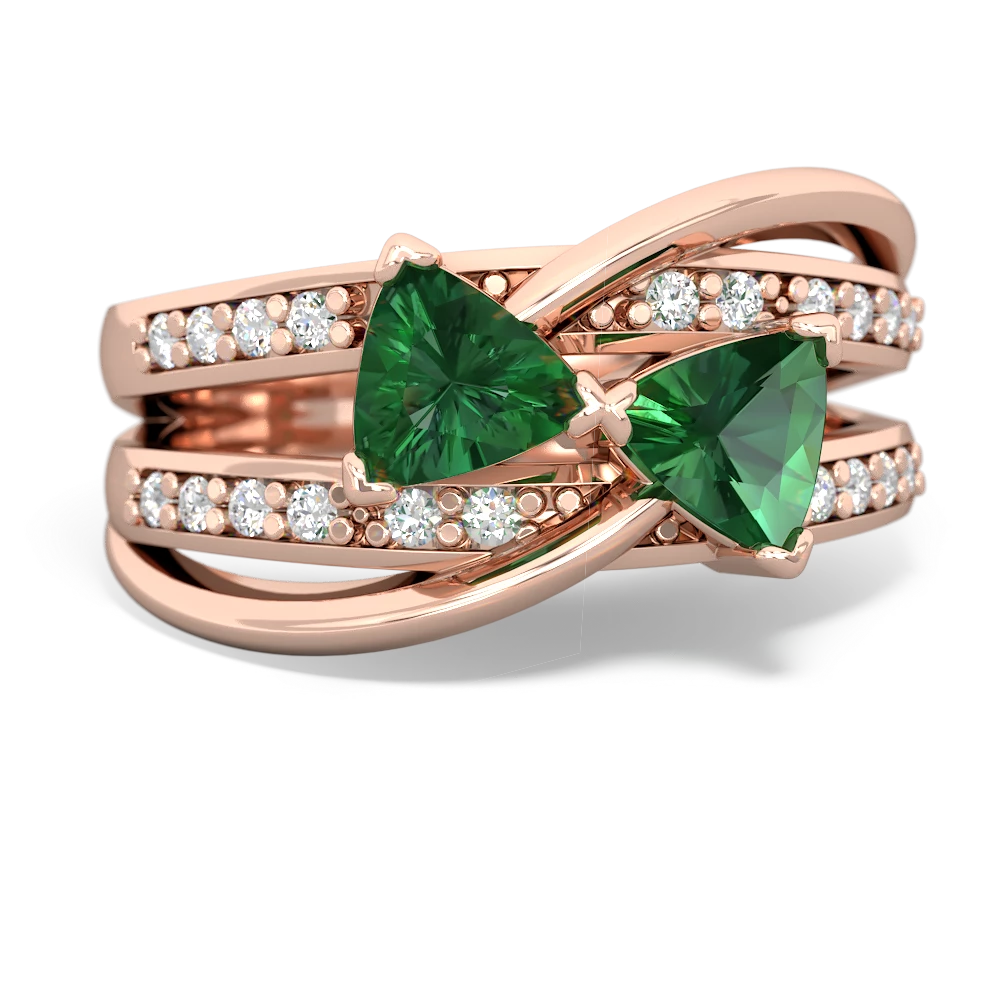 Lab Emerald Bowtie 14K Rose Gold ring R2360