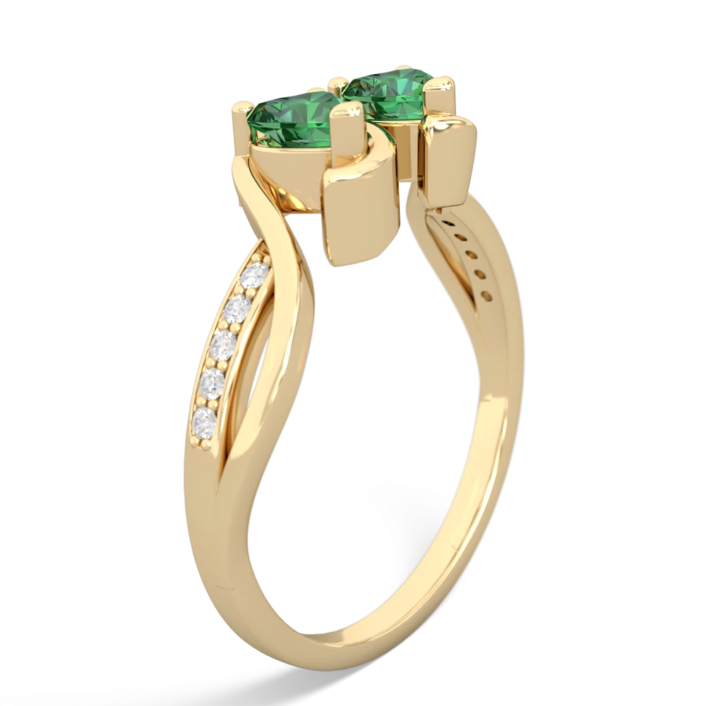 Lab Emerald Side By Side 14K Yellow Gold ring R3090