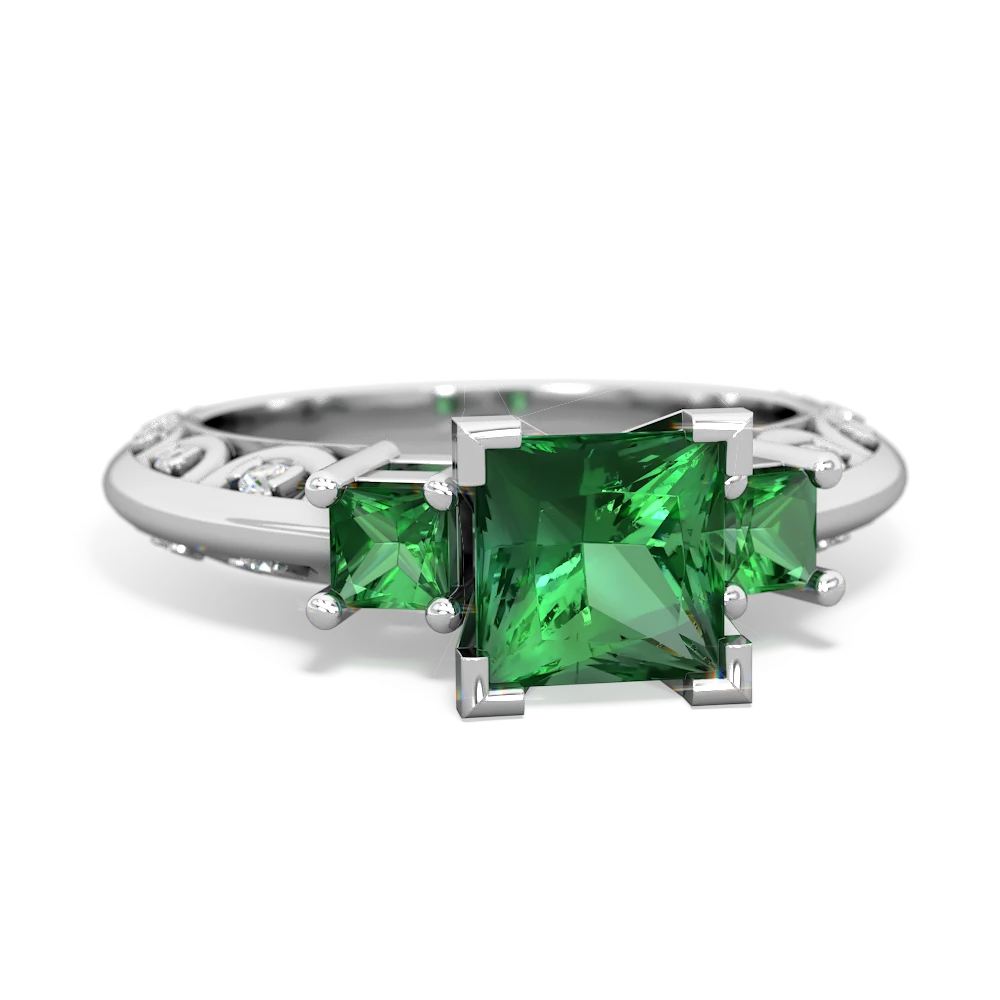 Lab Emerald Eternal Embrace Engagement 14K White Gold ring C2001