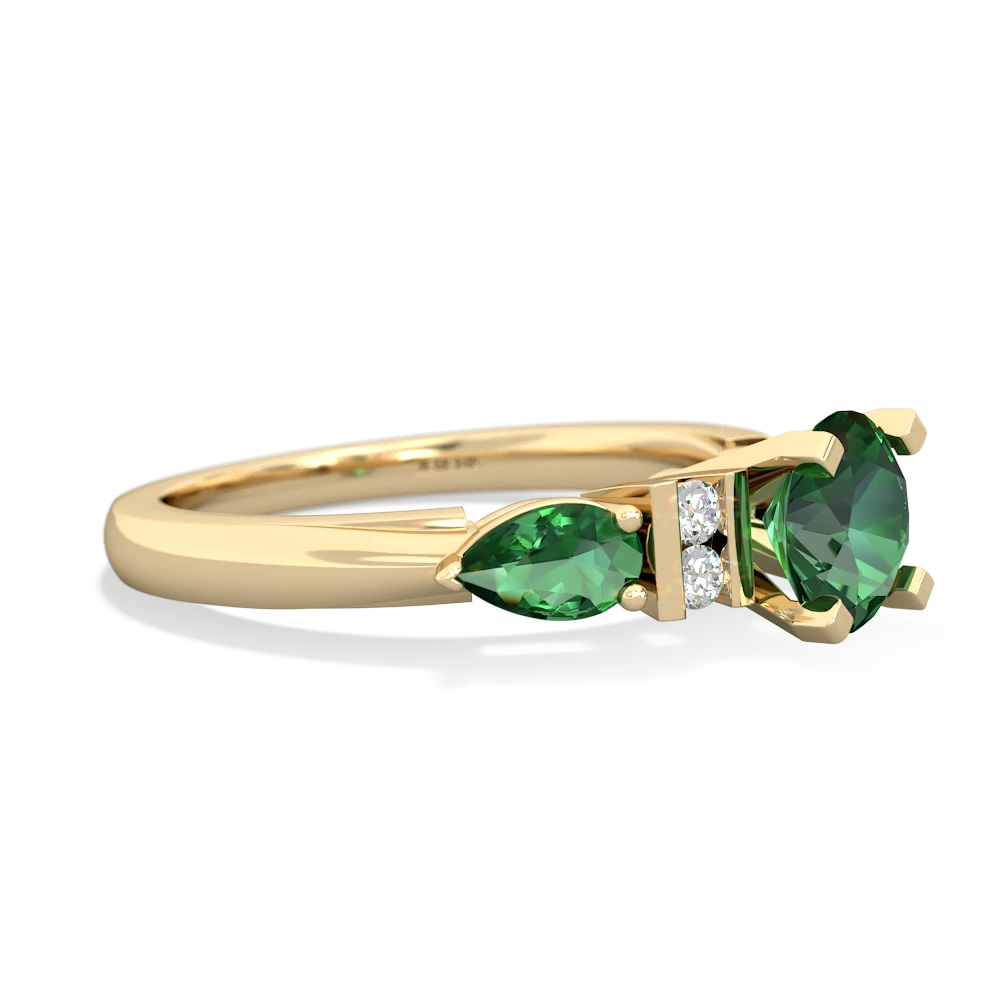 Emerald 6Mm Round Eternal Embrace Engagement 14K Yellow Gold ring R2005