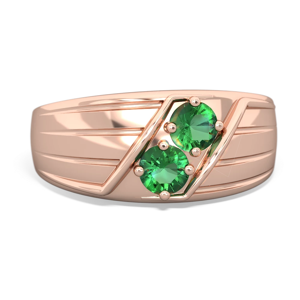 Lab Emerald Men's Streamline 14K Rose Gold ring R0460