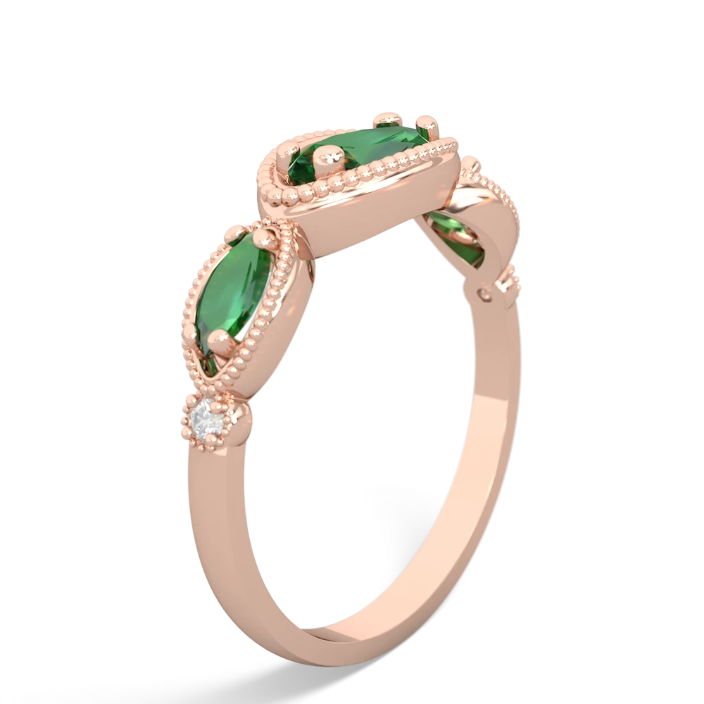 Emerald Milgrain Marquise 14K Rose Gold ring R5700