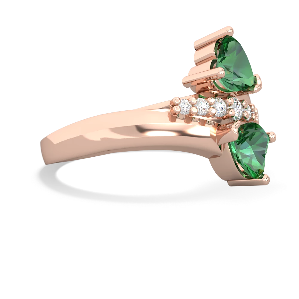 Lab Emerald Heart To Heart 14K Rose Gold ring R2064