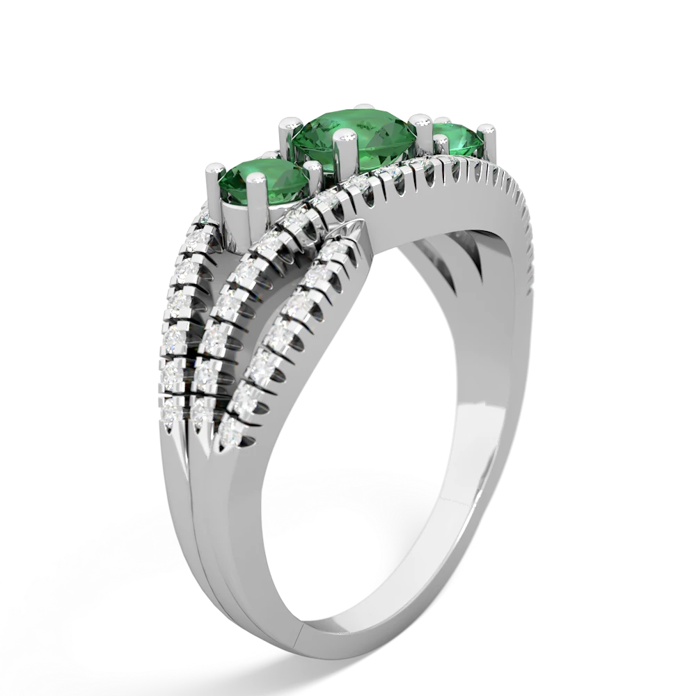 Emerald Three Stone Aurora 14K White Gold ring R3080