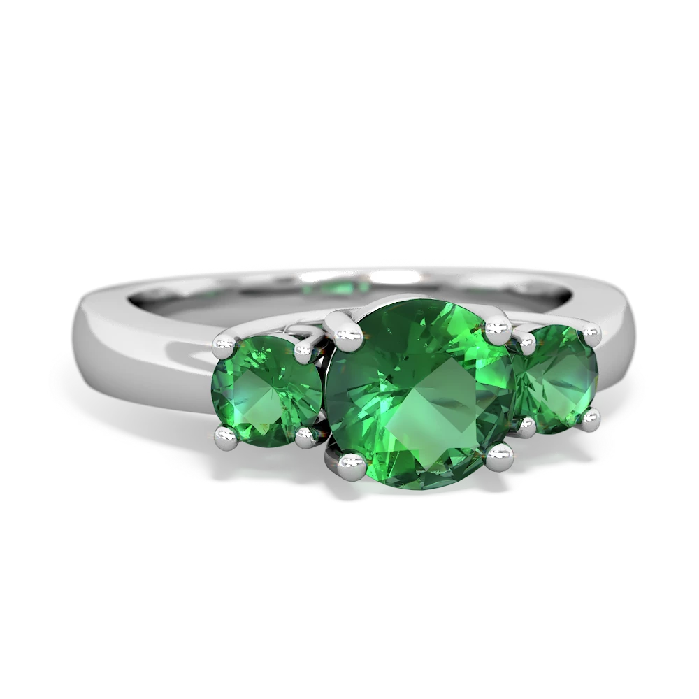 Alexandrite Three Stone Round Trellis 14K White Gold ring R4018