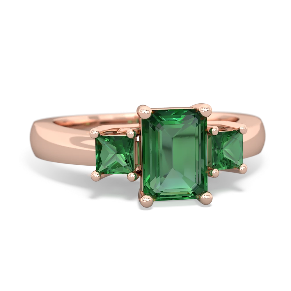 Alexandrite Three Stone Emerald-Cut Trellis 14K Rose Gold ring R4021