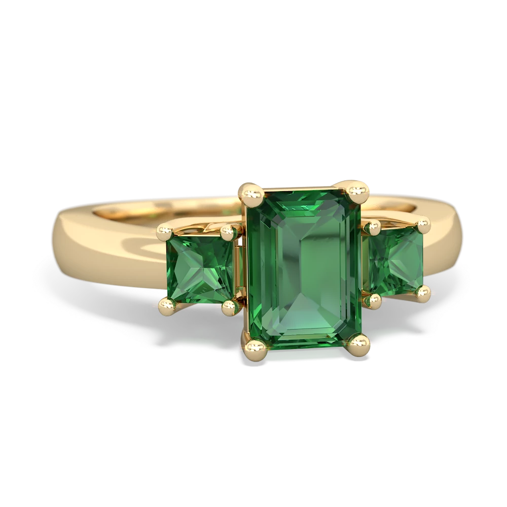 Alexandrite Three Stone Emerald-Cut Trellis 14K Yellow Gold ring R4021