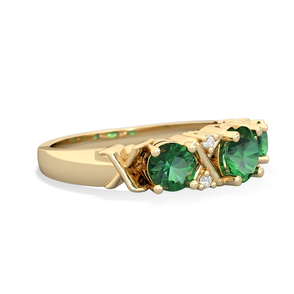 Emerald Hugs And Kisses 14K Yellow Gold ring R5016