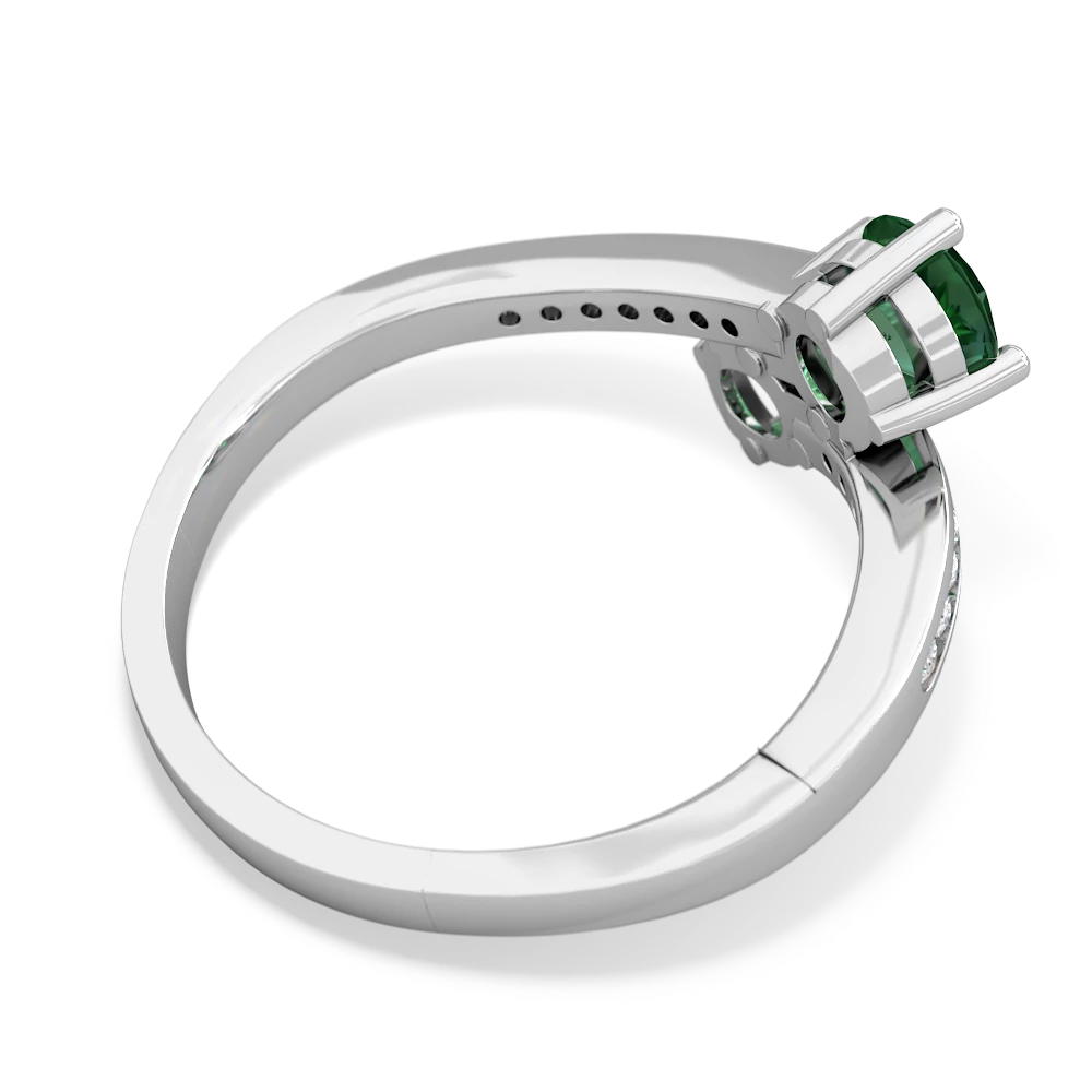 Lab Emerald Channel Set Two Stone 14K White Gold ring R5303