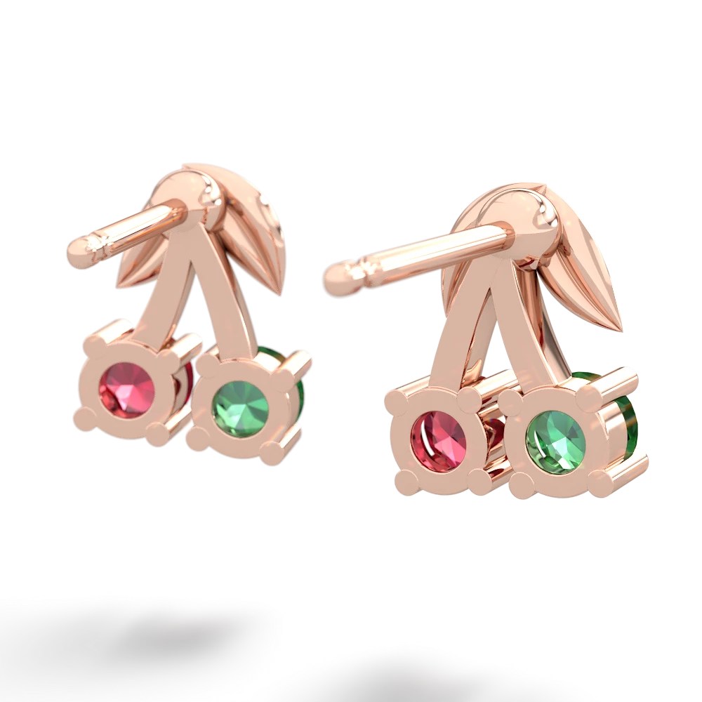 Lab Emerald Sweet Cherries 14K Rose Gold earrings E7001