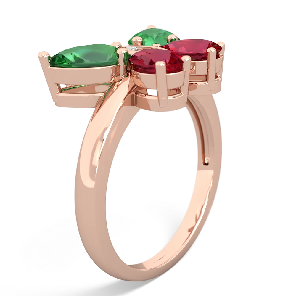 Lab Emerald Butterfly 14K Rose Gold ring R2215