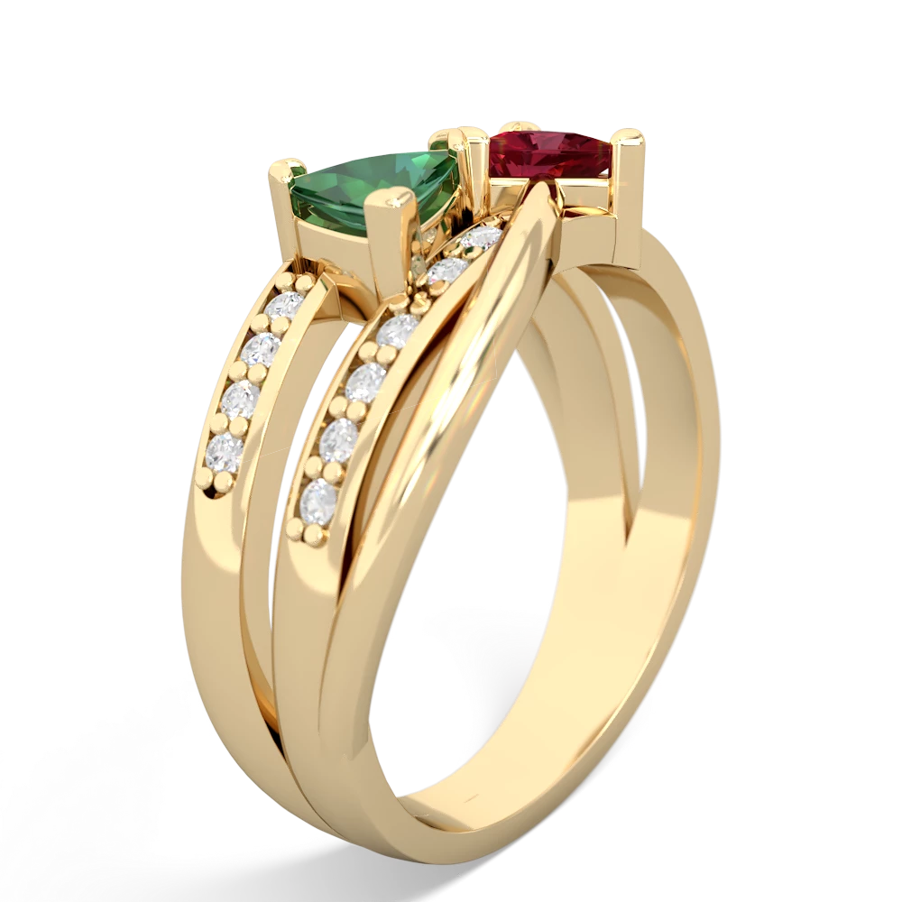 Lab Emerald Bowtie 14K Yellow Gold ring R2360