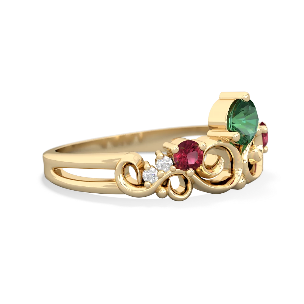 Lab Emerald Crown Keepsake 14K Yellow Gold ring R5740