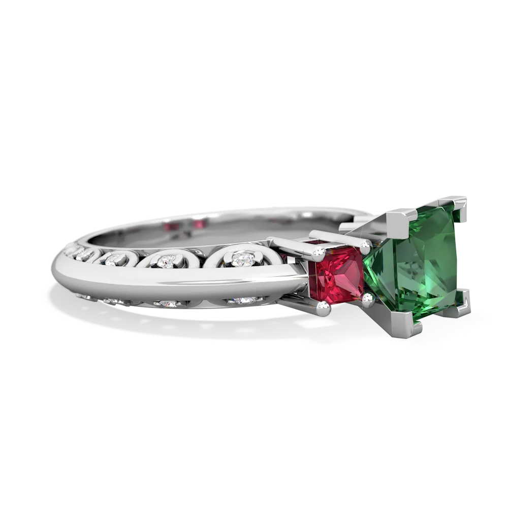 Lab Emerald Eternal Embrace Engagement 14K White Gold ring C2001