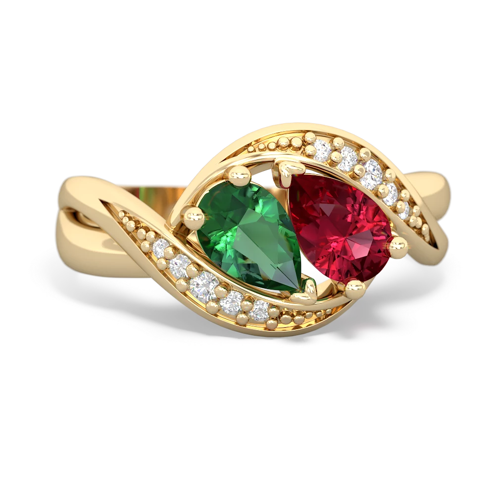 Lab Emerald Summer Winds 14K Yellow Gold ring R5342