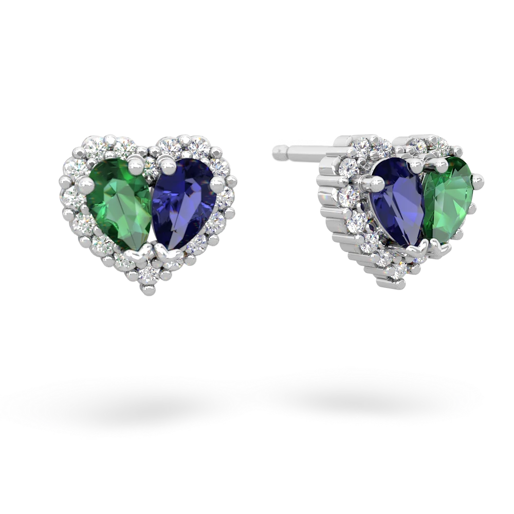 Lab Emerald Halo 14K White Gold earrings E7008