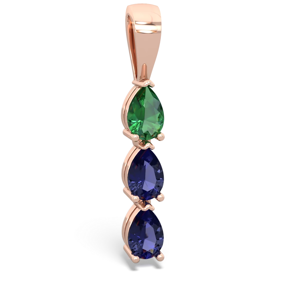 Lab Emerald Dew Drops 14K Rose Gold pendant P2251