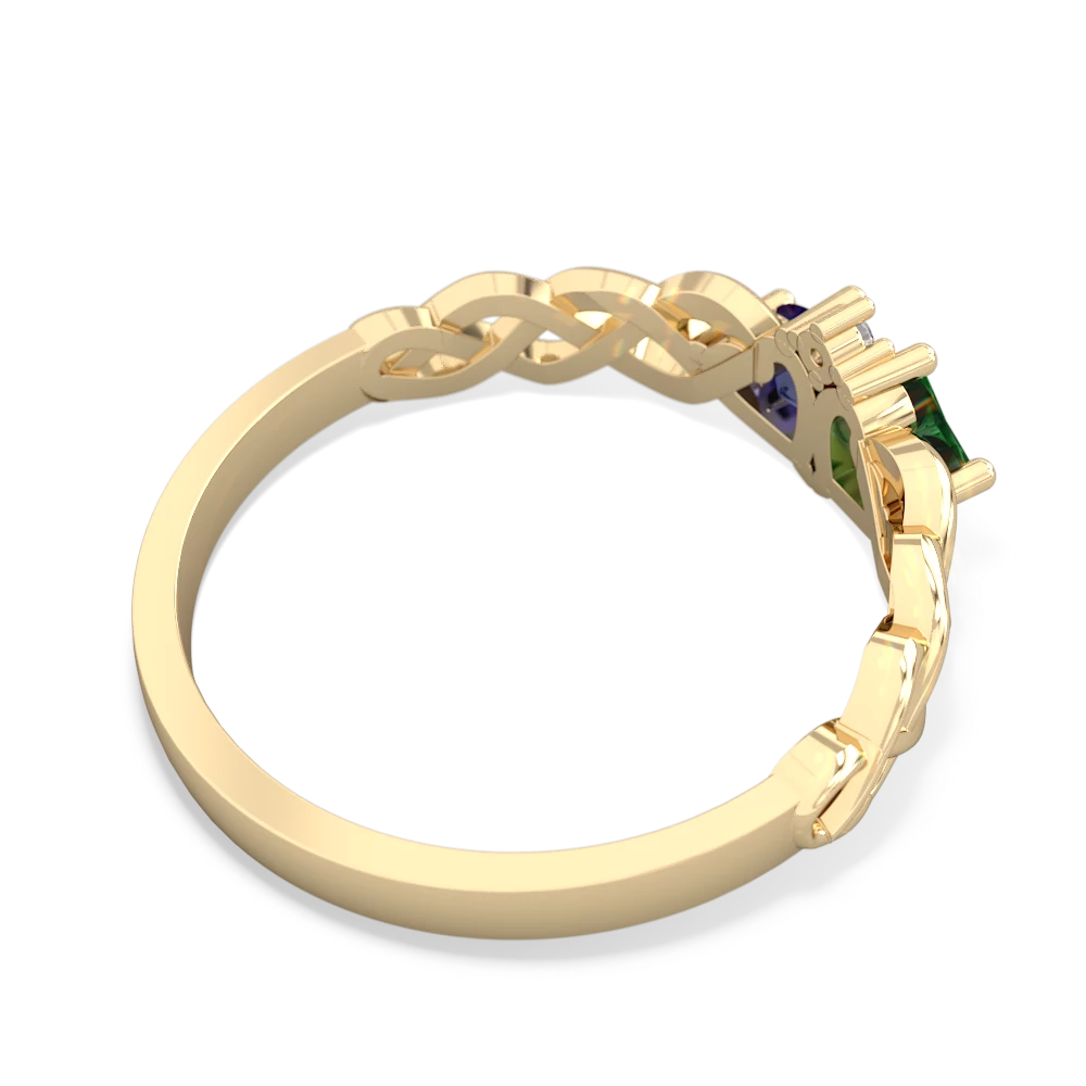 Lab Emerald Heart To Heart Braid 14K Yellow Gold ring R5870