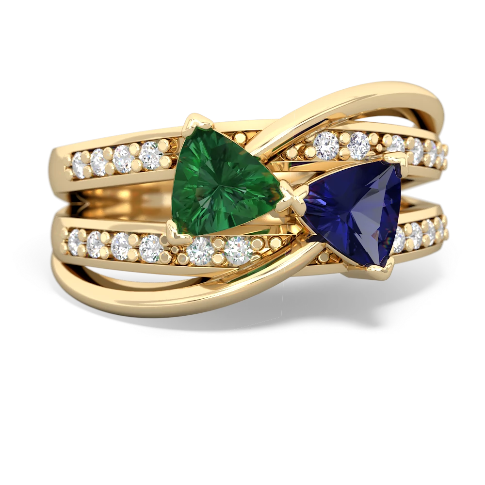 Lab Emerald Bowtie 14K Yellow Gold ring R2360