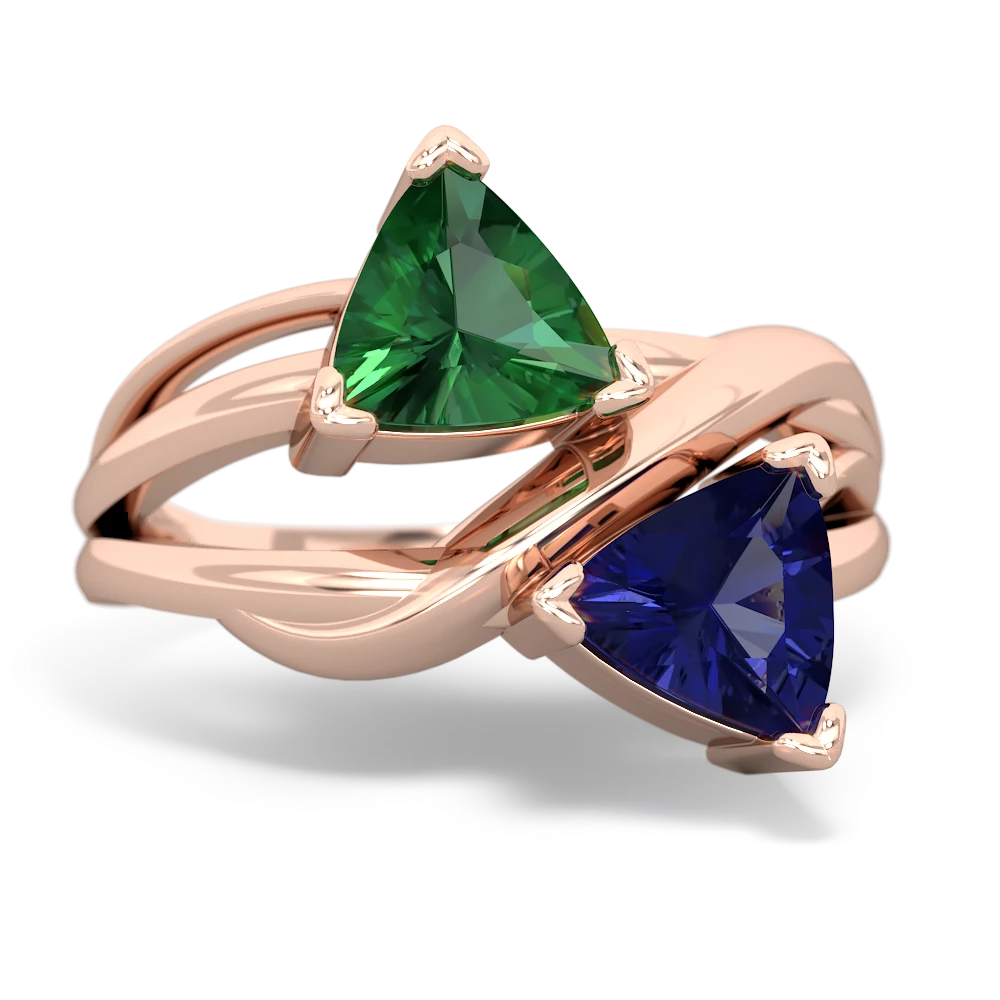 Lab Emerald Split Band Swirl 14K Rose Gold ring R2341