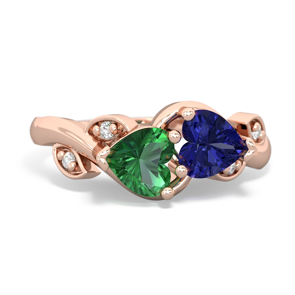 Lab Emerald Floral Elegance 14K Rose Gold ring R5790