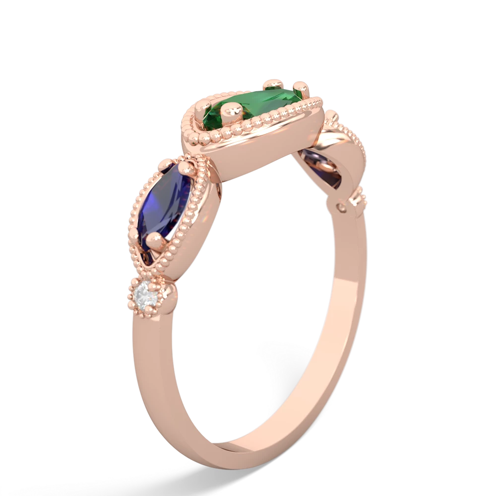 Lab Emerald Milgrain Marquise 14K Rose Gold ring R5700