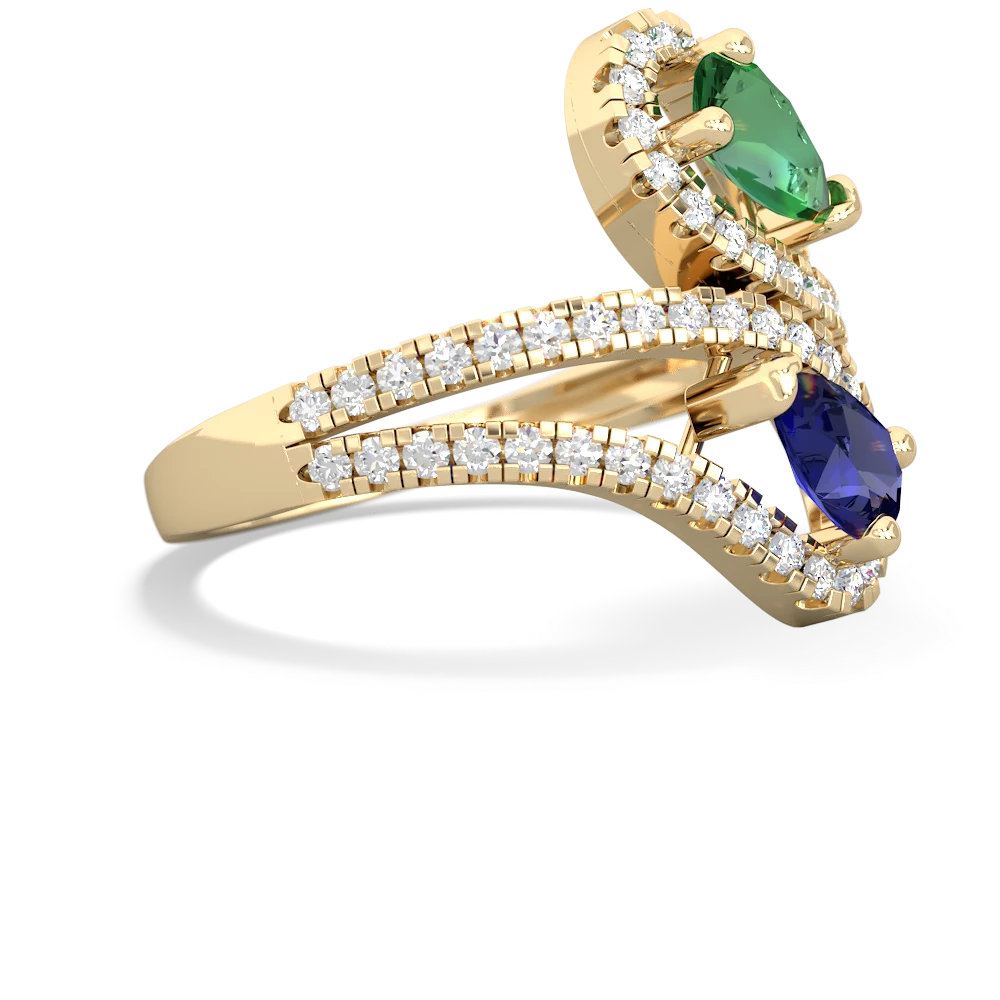 Lab Emerald Diamond Dazzler 14K Yellow Gold ring R3000