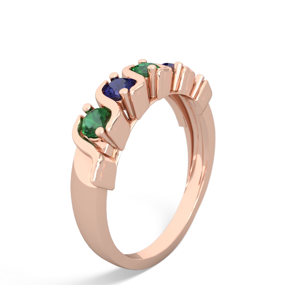 Lab Emerald Anniversary Band 14K Rose Gold ring R2089