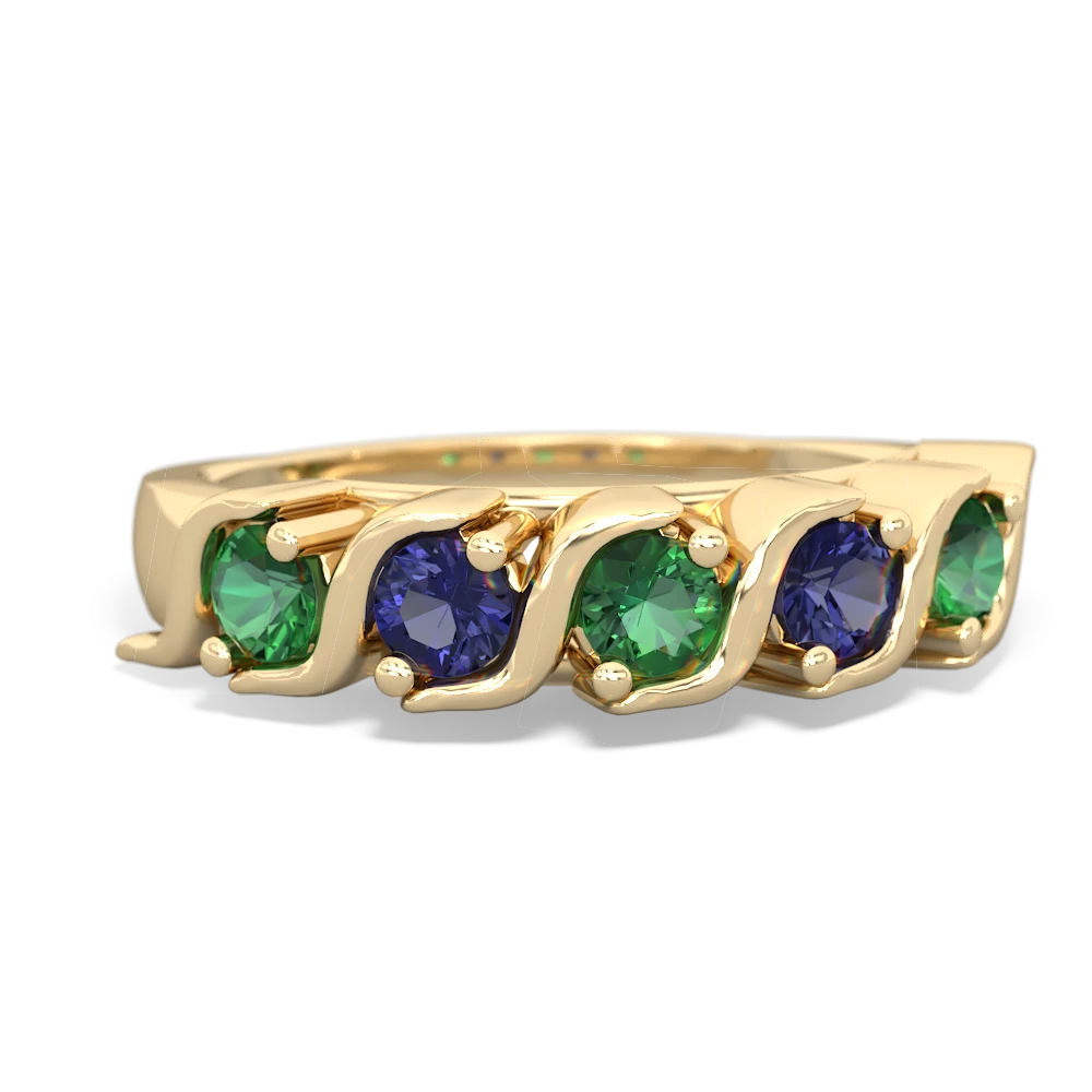 Lab Emerald Anniversary Band 14K Yellow Gold ring R2089