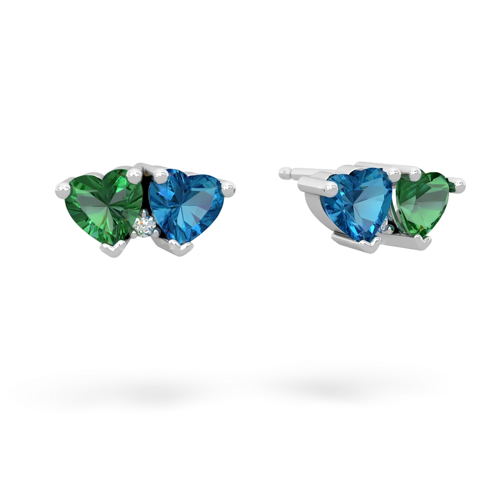 Lab Emerald Sweethearts 14K White Gold earrings E5260