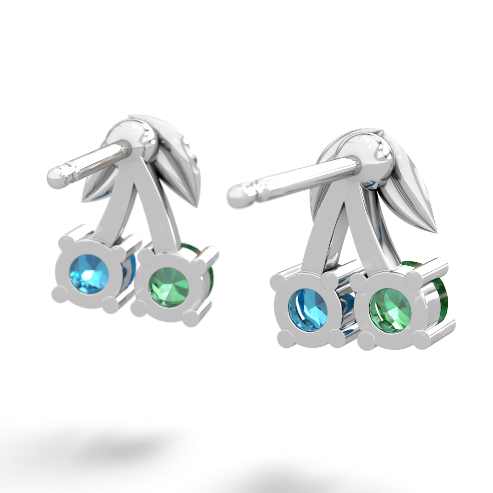 Lab Emerald Sweet Cherries 14K White Gold earrings E7001