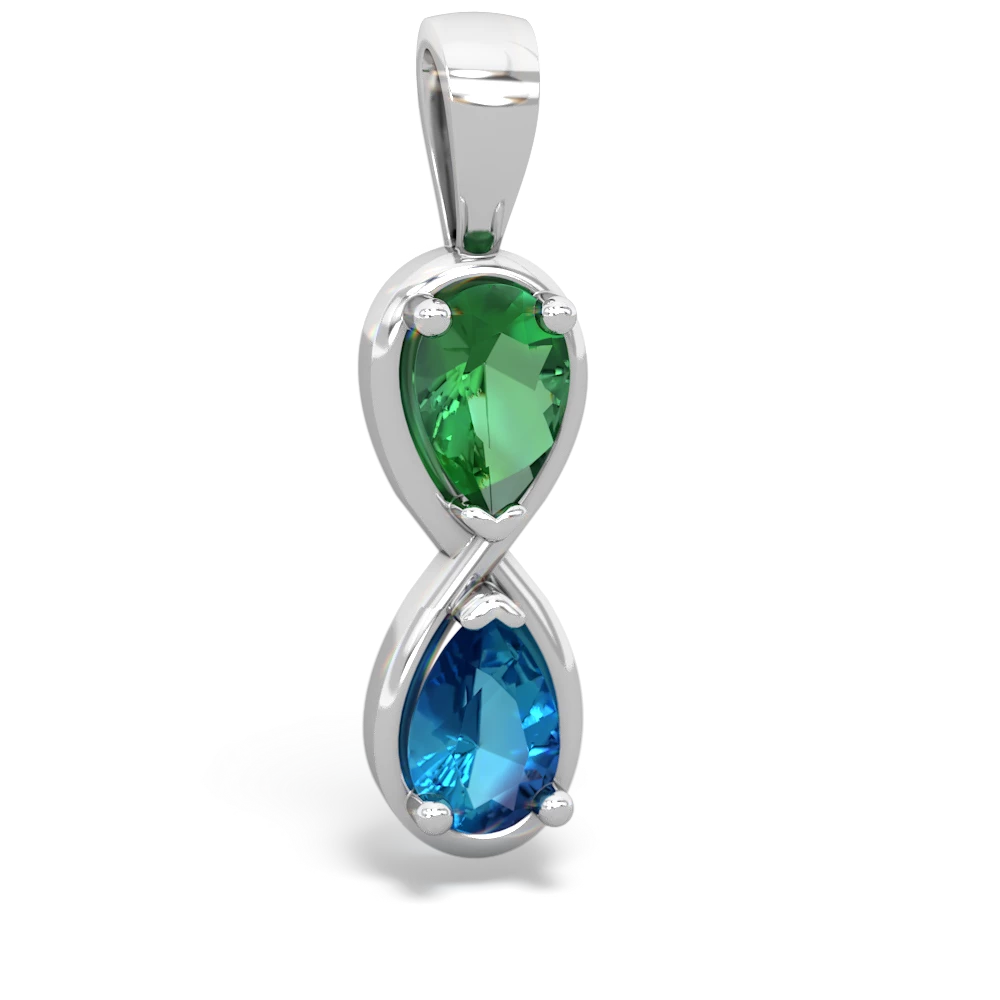 Lab Emerald Infinity 14K White Gold pendant P5050