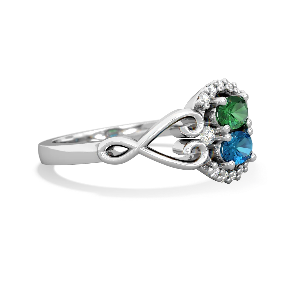 Lab Emerald Love Nest 14K White Gold ring R5860