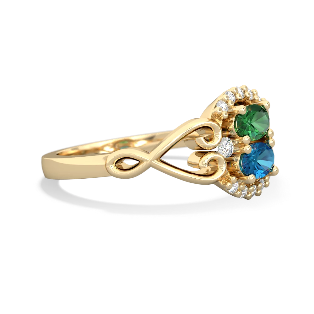 Lab Emerald Love Nest 14K Yellow Gold ring R5860