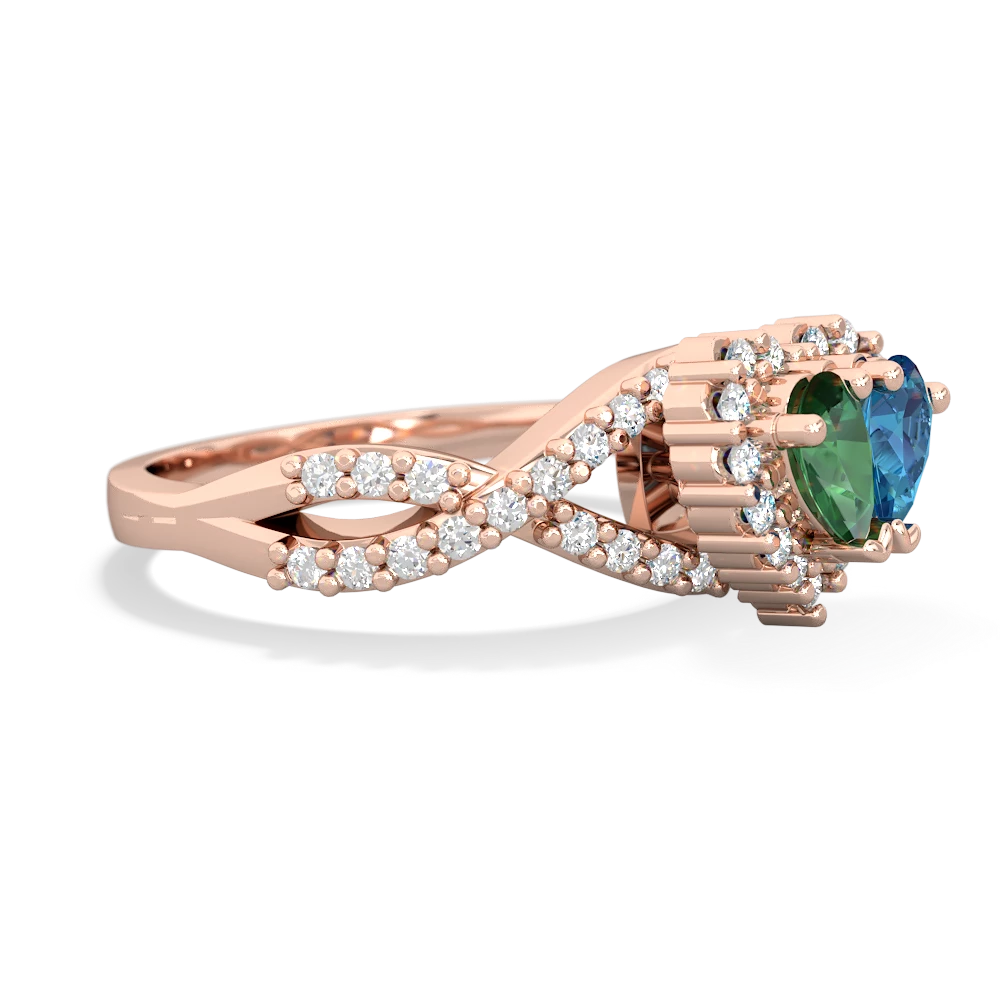 Lab Emerald Diamond Twist 'One Heart' 14K Rose Gold ring R2640HRT