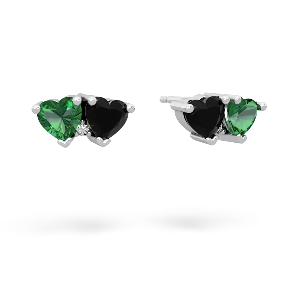 Lab Emerald Sweethearts 14K White Gold earrings E5260