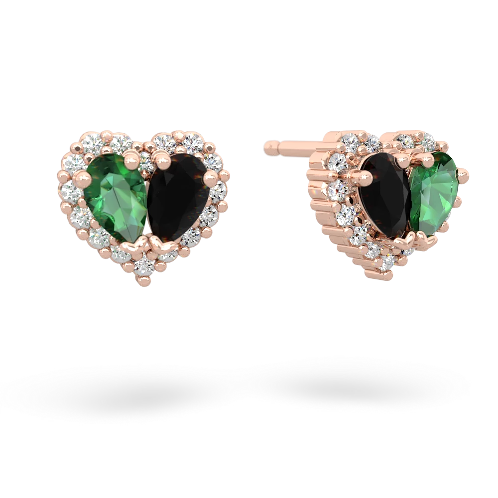 Lab Emerald Halo 14K Rose Gold earrings E7008