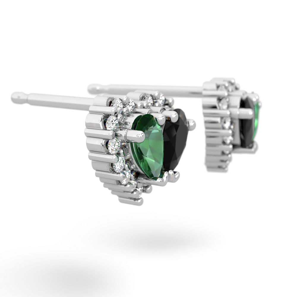 Lab Emerald Halo 14K White Gold earrings E7008