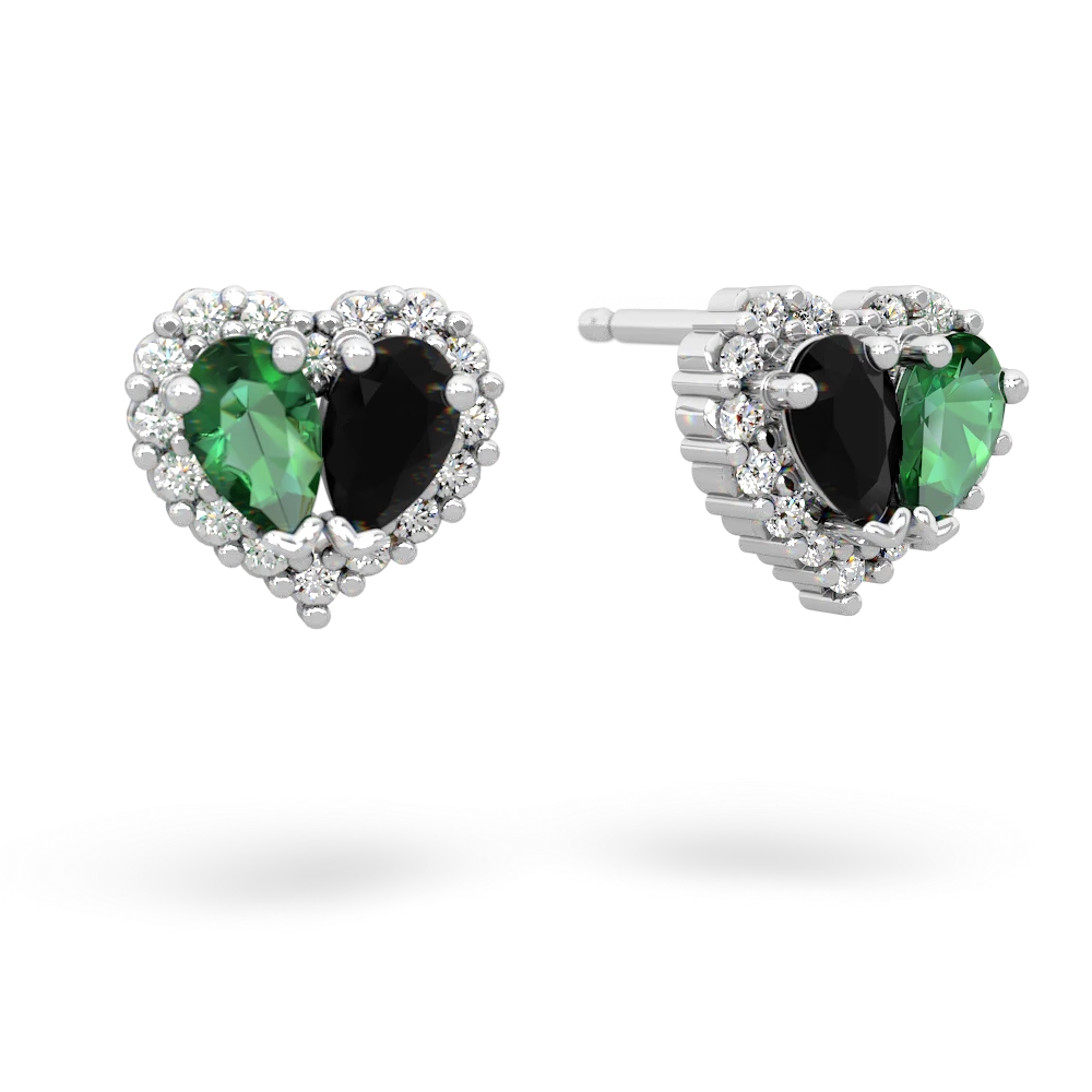 Lab Emerald Halo 14K White Gold earrings E7008