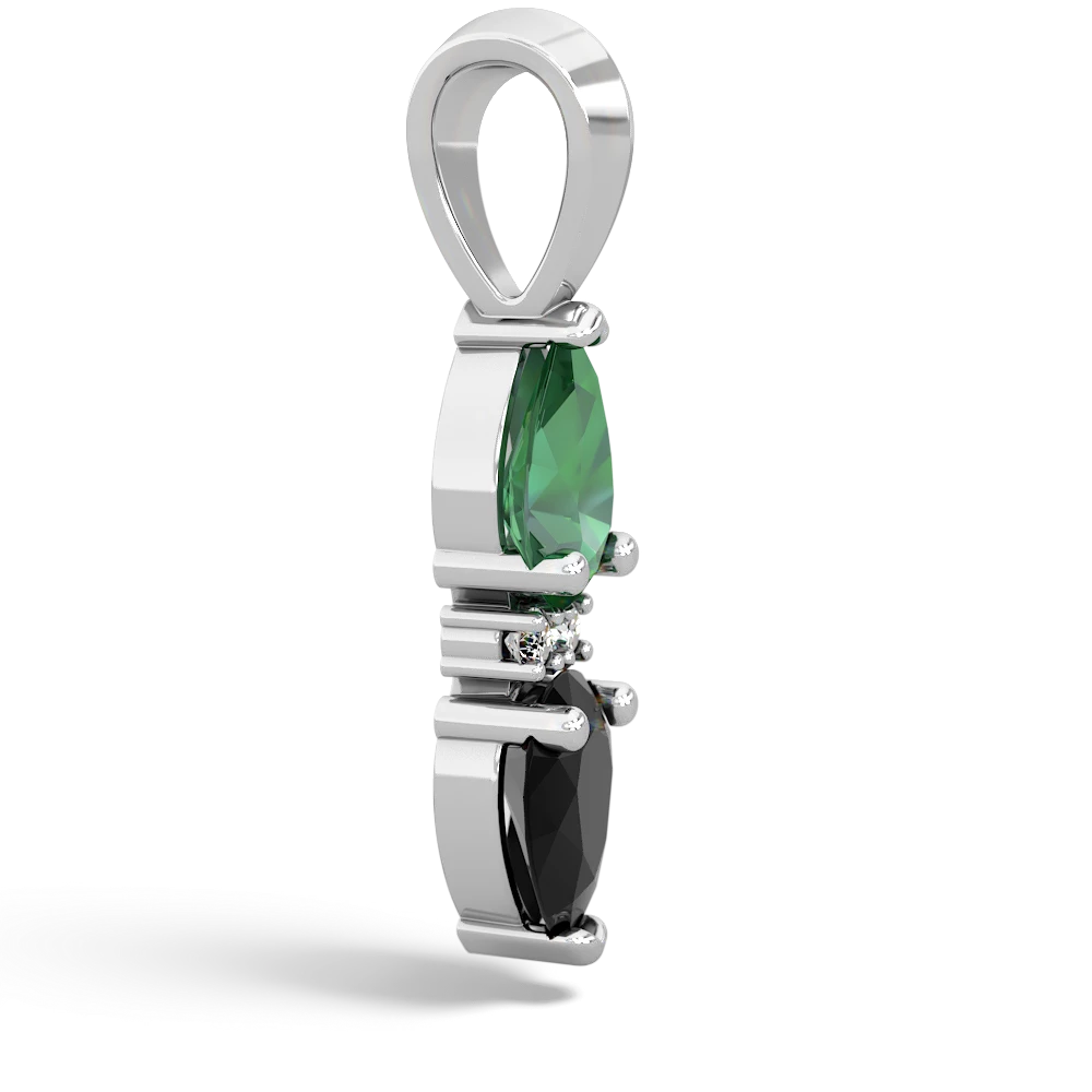 Lab Emerald Bowtie Drop 14K White Gold pendant P0865