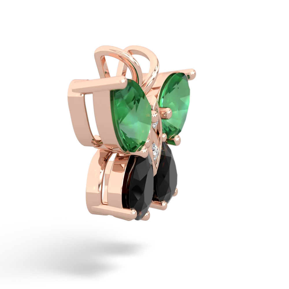 Lab Emerald Butterfly 14K Rose Gold pendant P2215